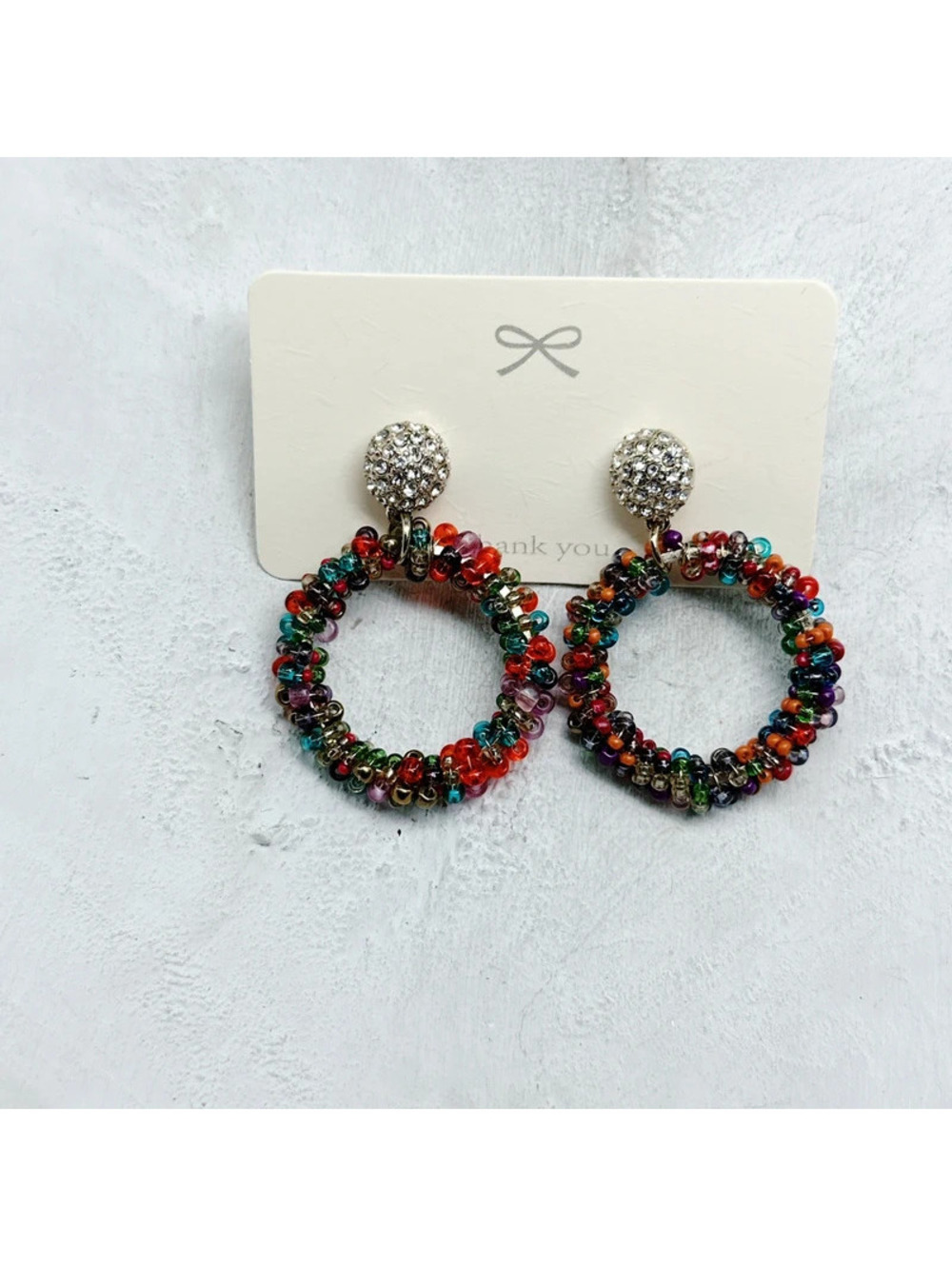 1362mc. Orange Glass Earrings Seed Beads